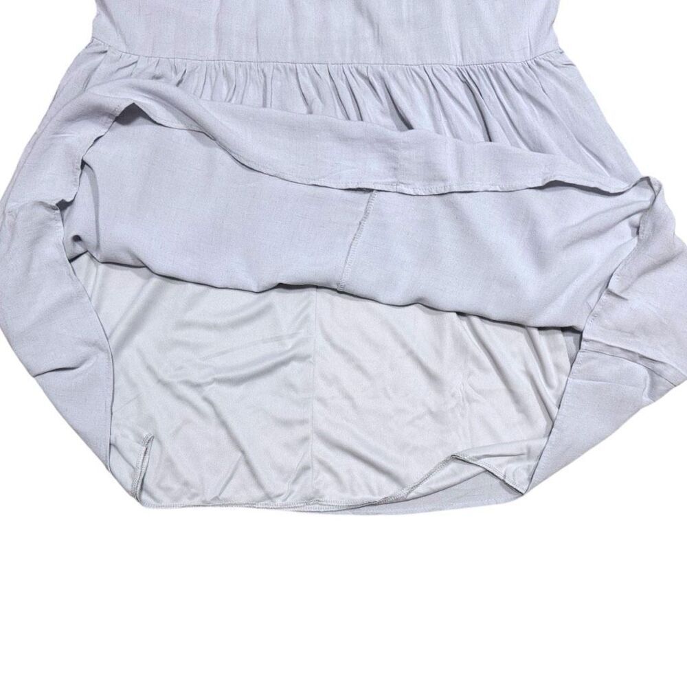 BiBi Mini Dress Blue Washed Linen Puff Sleeve Empire Waist NEW - Picture 11 of 11